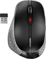 CHERRY MW 8C "Ergo" belaidė pelė su ergonomiška nykščio atrama dešiniarankiams, jungiama per "Bluetooth" arba 2,4 GHz radijo ryšiu, įkraunama, juoda
