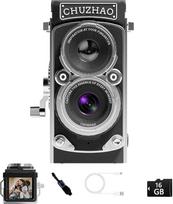 CHUZHAO Retro mini skaitmeninis fotoaparatas, 1080P Full HD vaizdo įrašas, 12 MP automatinis fokusavimas, "nukreipk ir fotografuok" skaitmeninis fotoaparatas su 16GB atminties kortele, kompaktiškas ir puikus pradedantiesiems, paaugliams, suaugusiesiems i