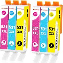 Clywenss CLI-531 XXL spalvotų spausdintuvų kasetės, suderinamos su Canon CLI-531XXL CLI531 531 XXL kasetėmis, skirtomis Pixma TS8750 TS8751 TS-8750 TS-8751 rašalams, 6 vnt. (2 žydri, 2 purpuriniai, 2 geltoni)