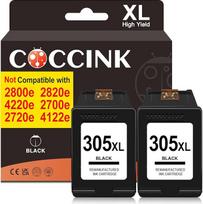 COCCINK 305XL kasetės, skirtos HP Envy 6000 serijos Envy 6032e 6432e 6020e 6420e 6010 6010e 6012 6015 6020 6022 spausdintuvų rašalo kasetėms 305 XL juodos spalvos