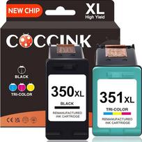COCCINK 350XL 351XL (1 juoda, 1 spalvota) Atnaujintos spausdintuvo kasetės, tinkančios HP 350 351 XL spausdintuvui D4260 D4360 J5780 J6410 J7500 C4280 C4340 C4380 C4480 C4580 C518 C50 C5270 C5280 D5360