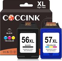 COCCINK 56XL 57XL (1 juoda, 1 spalvota) HP 56 57 XL atkurtos spausdintuvų kasetės, skirtos "OfficeJet" 4212 4215 DeskJet 450ci 5150 5550 Photosmart 7450 7762 7960 PSC 1210 1215 1315 spausdintuvui