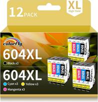 colorfly 604XL spausdintuvo kasetės, suderinamos su Epson 604 604XL kasetėmis, skirtomis Expression Home XP-2200 XP-2205 XP-3200 XP-3205 XP-4200 XP-4205, Workforce WF-2910 WF-2930 WF-2950 (12 vnt.)