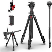 COMAN 181 cm ilgio horizontalus fotoaparato trikojis, video trikojis su hidrauline galvute, greito nuėmimo plokštele, nuimamu monopodu, tinka veidrodiniams fotoaparatams, mobiliųjų telefonų vaizdo kameroms ir vaizdo ieškikliams (KX3939MINI-V1)