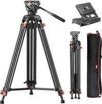 COMAN 186 cm ilgio fotoaparato trikojis - aliuminis su fotoaparato trikoju, 360° lanksčiai pasukamas ir +90°/-70° pakreipiamas, suderinamas su DJI Rs galvutėmis, maksimali apkrova 10 kg