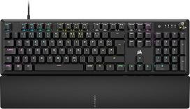 CORSAIR K70 CORE RGB mechaninė žaidimų klaviatūra su riešo atrama - sutepti MLX raudoni linijiniai jungikliai, SOCD, garso sugėrimas, medijos valdymo ratukas, suderinama su "iCUE", QWERTZ DE - juoda