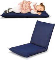 COSTWAY Grindų kėdė su 6 lygių reguliuojamu atlošu, žaidimų kėdė su paminkštinimu, grindų sofa, meditacijos kėdė, tinginio sofa, lango kėdė, meditacijos kėdė (tamsiai mėlyna)