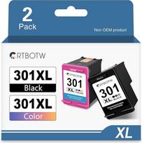 CRTBOTW 301XL spausdintuvo kasetės pakeičia HP 301 daugiapakopę atnaujintą rašalo kasetę, skirtą HP301 XL Deskjet 1000 1050 1510 2050 2510 3050 OfficeJet 2620 2622 Envy 4500 4502 5530 (juoda,