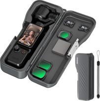 CYNOVA Osmo Pocket 4 Schutzhülle,DJI Pocket 4 Case mit 3 Magnet Filterfach,2 Speicherkartenfächern und Handgelenkschlaufe,Wasserabweisend Staubdicht,DJI Osmo Pocket 4/3/Xtra Muse Zubehör (Grau)