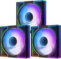 darkFlash DM8 3er-Pack 120 mm PC-Gehäuselüfter, Infinity-Spiegel-Gehäuselüfter, PWM ARGB-Sync, 1600 RPM hoher Luftstrom 56 CFM, geriamasis triukšmas 32,5 dBA, Kompiuterių grotuvai (juodi, standartiniai)