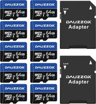DAUZZOX Micro SD kortelė 64GB 10 Pack MicroSDXC Full HD 4K UHD A1 A1 U3 C10 UHS-I Maksimalus skaitymo greitis 85MB/s TF kortelė išmaniesiems telefonams Veiksmų kamera Vairavimo registratorius