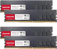 DDR4 OPERATYVIOJI ATMINTIS: GIGASTONE 32GB rinkinys (4x8GB) DDR4 3200MHz (2933MHz arba 2666MHz) PC4-25600(PC4-23400/21300) CL22 1.2V UDIMM 288Pin Non-ECC Unbuffered PC Desktop High Performance Upgrade
