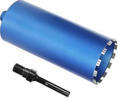 Deimantinis grąžtas šerdiniam gręžtuvui, turbininis šerdinis grąžtas su SDS-max - 1 1/4 colio, skersmuo 200 mm - bendras ilgis 460 mm - pagamintas iš metalo lydinio - sausas, šlapias ir sausas betono gręžimas
