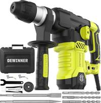 DEWINNER SDS-Plus plaktukinis gręžtuvas, 1500 W, 6 greičiai, 850 aps/min, 4400 aps/min, 5,5 J, apsauginė sankaba ir antivibracinė technologija, 4 funkcijos, įskaitant organizatorių, kaltą ir 32 mm grąžtą