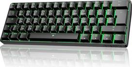 Dierya DK61SE-D Žaidimų klaviatūra 60 % Mechaninis mėlynas jungiklis, QWERTZ vokiškas išdėstymas, itin kompaktiška mini klaviatūra su 61 klavišu, apsaugota nuo "dvasių", C tipo duomenų kabelis, skirta kompiuteriui, "Windows", žaidėjams, juodos spalvos