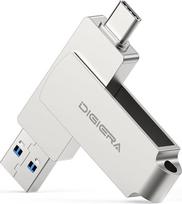 DIGIERA 512GB "2-in-1" USB-A ir USB-C atmintinė, USB 3.2 Gen 1 miniatiūrinis diskas, 540MB/s skaitymo greitis 430MB/s rašymo greitis, 360° pasukamas kompaktiškas aliuminio atminties diskas, skirtas failų perdavimui, atsarginių kopijų kūrimui ir saugojimu
