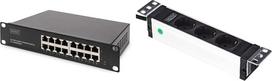 DIGITUS Gigabit Ethernet tinklo komutatorius - 10 colių - 16 prievadų - nevaldomas - 32Gb/s backplane - Auto MDI/MDI-X - Black & Professional DN-95411 Power Strip 3-Way without Switch Black