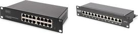 DIGITUS Gigabit Ethernet tinklo komutatorius - 16 prievadų, nevaldomas, juodas ir "Cat-6" komutacinis skydelis - 12 prievadų, RJ45, 10" stovas, 1U, juodas