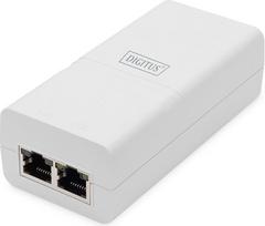 DIGITUS Gigabit Ethernet PoE injektorius - aktyvusis vidurio spindulys - PoE standartas 802.3at -30 W PoE biudžetas - IP40 standartas - 100 m veikimo nuotolis - mažas korpusas - baltas