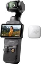 DJI Osmo Pocket 3 + mini siųstuvas su mikrofonu (poliarinės baltos spalvos), vaizdo dienoraščio kamera, belaidis mikrofonas, detalus garsas, OsmoAudio, aktyvus triukšmo slopinimas, automatinis ribojimas