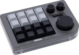 DOIO KB16 aliuminio "Macro Pad Megalodon" trijų rankenėlių klaviatūra, suderinama su VIA, mini klaviatūra dizaineriui (pilka)