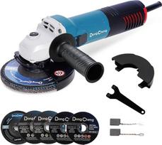DongCheng kampinis šlifuoklis 800 W, disko skersmuo 125 mm, 11 800 min-1, greitai nuimamas dangtelis, papildoma rankena, 2 šlifavimo, 2 ventiliatoriaus ir 2 pjovimo diskai poliravimui, šlifavimui ir pjovimui