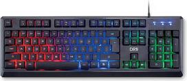 DR1TECH Puma ergonominė žaidimų klaviatūra su LED apšvietimu, skirta PC/PS4 - 104 klavišai su 6 mygtukais - USB klaviatūra su kabeliu (QWERTY tarptautinis išdėstymas)