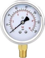 Druckmessgerät, su glicerino gefülltes Manometer, -1-0 Bar Vakuummanometer, 60-mm-Edelstahlgehäuse, 1/4" NPT/BSP-Gewinde die Hydraulikölfüllung(BSP1-2,-1-1.5bar)