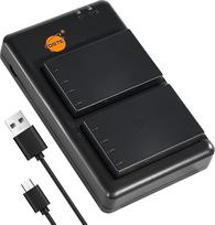 DSTE 2 vnt. NP-140 (1900 mAh/7,4 V) akumuliatoriaus įkroviklis, suderinamas su Fuji FinePix S100FS, S200EXR, S200FS, S205EXR skaitmeniniu fotoaparatu