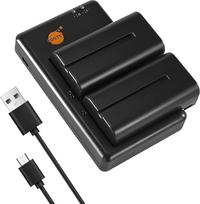 DSTE 2PCS Sony NP-F330 NP-F550 NP-F570(2900mAh/7.4V) akumuliatoriaus įkroviklio rinkinys, skirtas Sony NP-F970, F750, F960, F550, CCD-SC55, TR716, TR910, TR917, "Handycams", "Neewer", "Nanguang CN-160", "CN-216", "CN-126" fotoaparato LED šviesa