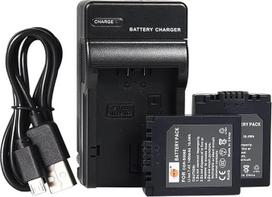 DSTE CGR-S006E Li-Ionen Batterie (2-Pack) und Micro USB Ladegerät Anzug compatible mit Panasonic CGR-S006, CGR-S006A1B, CGA-S006, DMW-BMA7