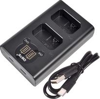 DSTE Dvigubas USB įkroviklis su LCD ekranu Suderinamas su NP-FW50 ir "Sony" ZV-E10, RX10 IV, Alpha 7, a7, Alpha 7R, a7R, Alpha 7R II, Alpha a3000, a6000, NEX-3N, NEX-5T, NEX-6, NEX-7, SLT-A55V, DSC-RX10