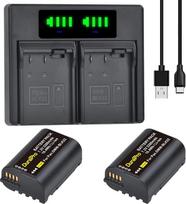 DuraPro 2 x 2280 mAh DWM-BLK22 baterija + LED dvigubas USB įkroviklis su C tipo prievadu, skirtas Panasonic Lumix DC-S5 GH5 II S5II GH6 S5IIX S5M2 S5M2X GH5M2 S9 fotoaparatams