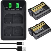 DuraPro 2 x 2280 mAh EN-EL15C EN-EL15 akumuliatorių baterijos + LED USB dvigubas įkroviklis su C tipo prievadu, skirtas Nikon EN-EL15a EN-EL15b Z6 II Z7 II Z5 Z6 Z7 D500 D600 D750 D800 D810 D850