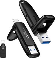 EAGET 128GB USB C atmintinė, iki 400MB/s, dvigubas diskas Typ-C ir USB-A, USB 3.2 sparčioji atmintinė, metalinė laikmena, USB atmintinė, skirta "iPhone 15/16/17", "Android" išmaniajam telefonui, planšetiniam kompiuteriui, nešiojamajam kompiuteriui, "Mac"