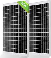 ECO-WORTHY 240 W 12 V saulės kolektorius monokristalinis, 2 vnt., 120 W saulės modulis, idealiai tinka 12 V akumuliatoriams įkrauti, skirtas nameliams ant ratų, sodui, kemperiams, valtims ir namo stogui