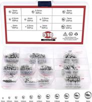 Edelstahlkugeln, 304 Stahlkugel-Set, Lagerkugeln, 510-teiliges Sortimentsset, 2 mm-8 mm für Maschinen, Ventile, Sprühgeräte
