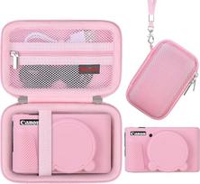 Elonbo Kameratasche für Canon PowerShot SX740/ SX730 Digitalkamera, Hartschalenkoffer + weiche Silikon-Schutzhülle mit Abnehmbarer Objektivabdeckung, Rosa