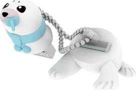 EMTEC - "Baby Seal" - 16GB "Flash" atmintinė - USB 2.0 A tipo - mėlyna ir balta guma - lizdinė pakuotė