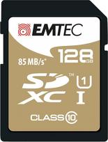 EMTEC SDXC 128GB - GOLD + 128GB SDXC 10 klasės atminties kortelė 10 klasės - atminties kortelė - 128GB - SDXC, 85MB/s; juoda, ruda)