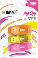 EMTEC USB 2.0 C410 32GB atmintinė 5MB/s Skaitymas 15MB/s Įrašymas 15MB/s Suderinama su USB 2.0 USB 3.0 Skaidri neoninė su dangteliu (3 pakuotės) Oranžinė, geltona, rožinė