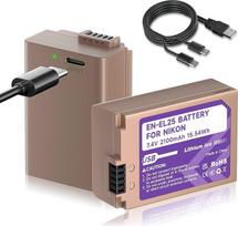 EN-EL25 USB-C 2100 mAh pakaitinė baterija, skirta Nikon Z serijos Z50, Z30, Z FC, visiškai įkraunama per 2 valandas, 2 EN-EL25/EL25a C tipo baterijų pakuotė
