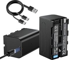 ENEGON NP-F750 USB-C tiesioginio įkrovimo atsarginės baterijos 5600 mAh (dviguba pakuotė), skirtos NP-F980 NP-F970 NP-F960 NP-F950 NP-F930 NP-F770 NP-F750 NP-F570 NP-F550 NP-F550