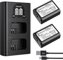 ENEGON NP-FW50 akumuliatorius (2 vnt. | 1300 mAh) ir LCD dvigubas USB įkroviklis, skirtas "Sony ZV-E10", A6000, A6300, A6400, A6500, A7, A7II, A7RII, A7SII, A7S, A7R, A7RII, A55, A5100, RX10 - priedų rinkinys
