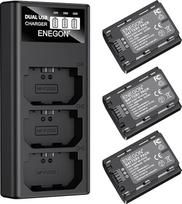 ENEGON NP-FZ100 akumuliatoriai (3 x 2280 mAh) su 3 lizdų įkrovikliu ir LCD ekranu, suderinami su "Sony Alpha 7 III/7 IV, A7C/A7C R, A7R III/IV/V, ZV-E1, FX3, FX30, A1, A6600, A6700, A9/A9 II fotoaparatais