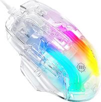 ENHANCE Theorem 3 White Gaming Mouse - laidinė kompiuterio pelė su 7 programuojamais mygtukais, reguliuojamu 7200 DPI, ergonomiška žaidimų pelė su aiškiu dizainu - programinė įranga šviesos diodams, makrokomandoms