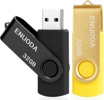 ENUODA USB atmintinė 32GB, 2 vnt., "Rotate Metal Multicoloured High Speed USB 2.0 Flash Drive Pack" (juodai auksinė)