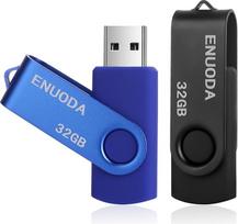 ENUODA USB atmintinė 32GB, 2 vnt., "Memory Stick", USB 2.0, metalinė, pasukama, su LED indikatoriumi (mėlyna, juoda)