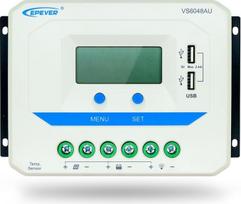 EPEVER PWM 60A saulės baterijų įkrovimo valdiklis VS6048AU su dvigubu USB išėjimu, 12V/24V/36V/48V automatinis su LCD ekranu, skirtas saulės baterijų įkrovimo sistemai (60A, VS6048AU)