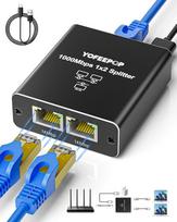 Ethernet kabelio daliklis 1 zu 2, Gigabit LAN daliklis, didelės spartos 1000Mbps RJ45 Ethernet jungiklis su USB C Stromkabel für Cat5/5e/6/7/8 Kabel